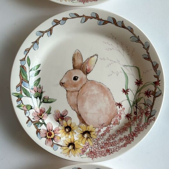 Sur La Table Bunny Rabbit Plates Set Of 6 Easter Holiday Plates 8.75” - Picture 3 of 8